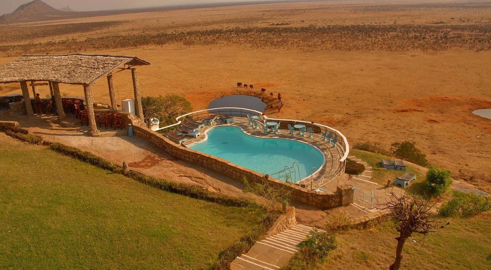 One Day TSAVO EAST National Park Safaris 76 Voi Safari Lodge Swiming Pool